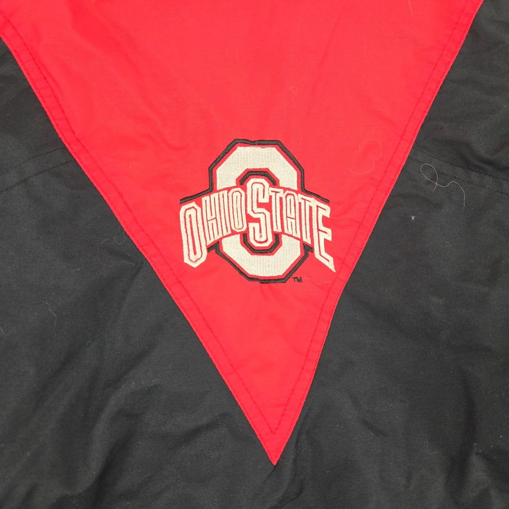 VTG 90s Ohio State Nutmeg Mills Pullover Windbreaker Jacket Mens Large Black Red - Picture 12 of 13